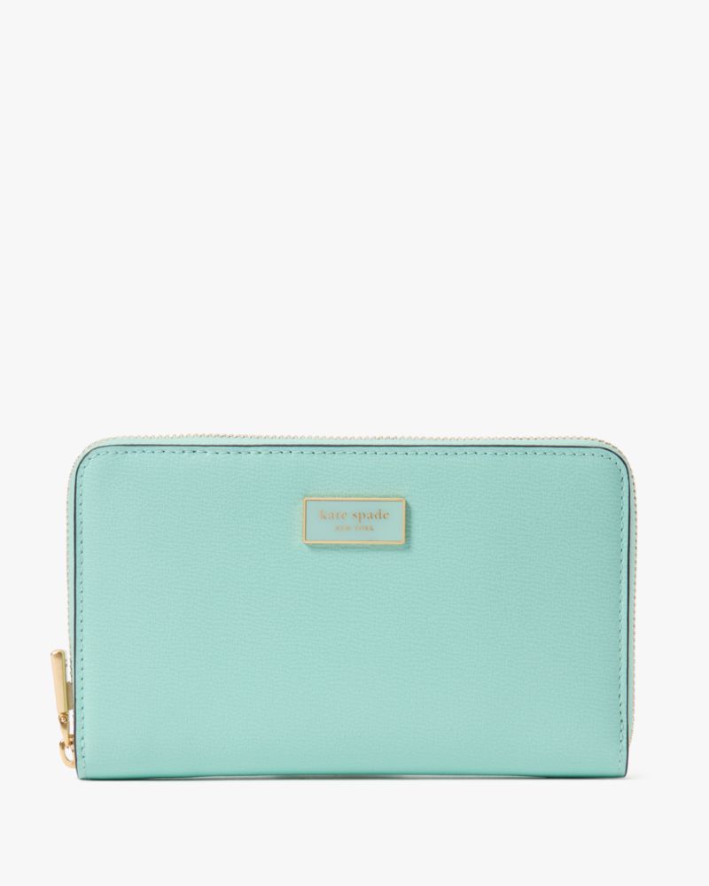 Shop Kate Spade Katy Medium Zip-around Wallet In Mint Liqueur