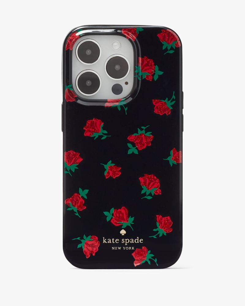 Kate Spade,Ditsy Rose Toss iPhone Case,Black Multi