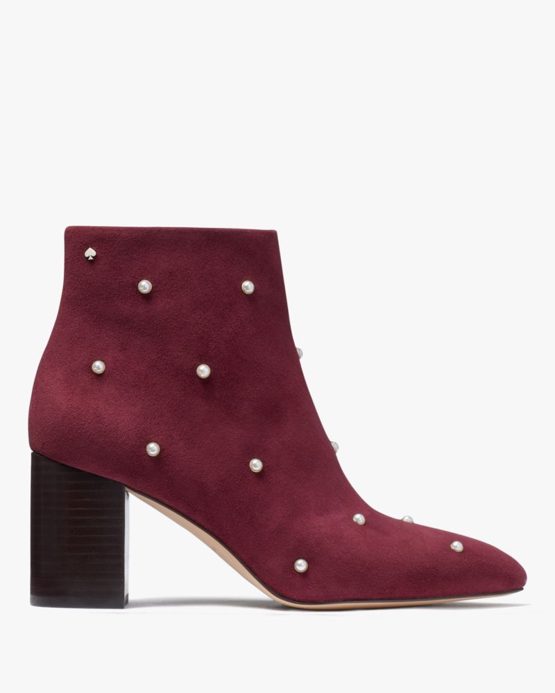 Kate Spade,Giselle Pearl Booties,Deep Berry