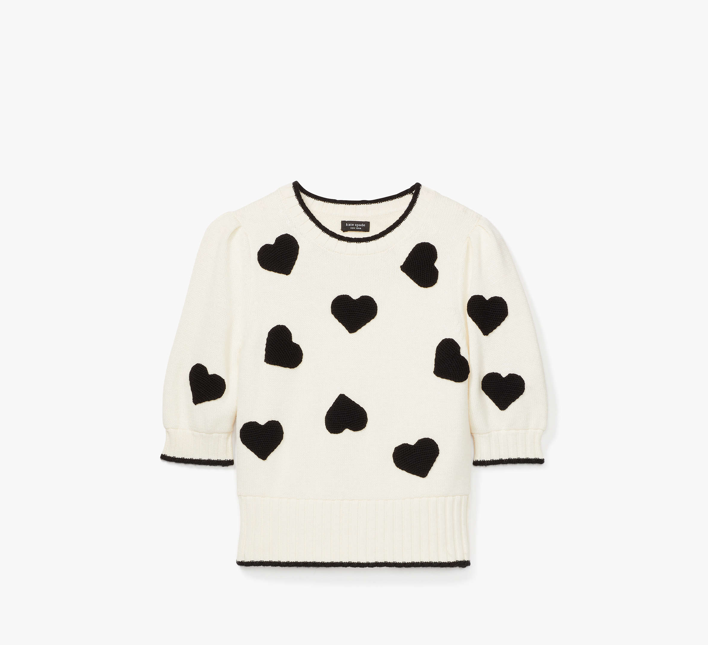 Kate Spade Scattered Hearts Crochet Sweater In White