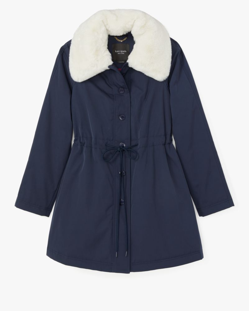 Cinch Waist Faux Fur Coat | Kate Spade Outlet