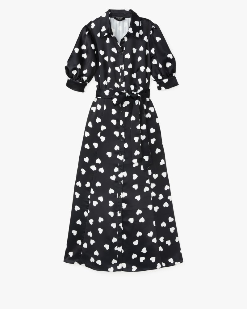 Shop Kate Spade Scattered Hearts Shirtdress In Black/french Cream