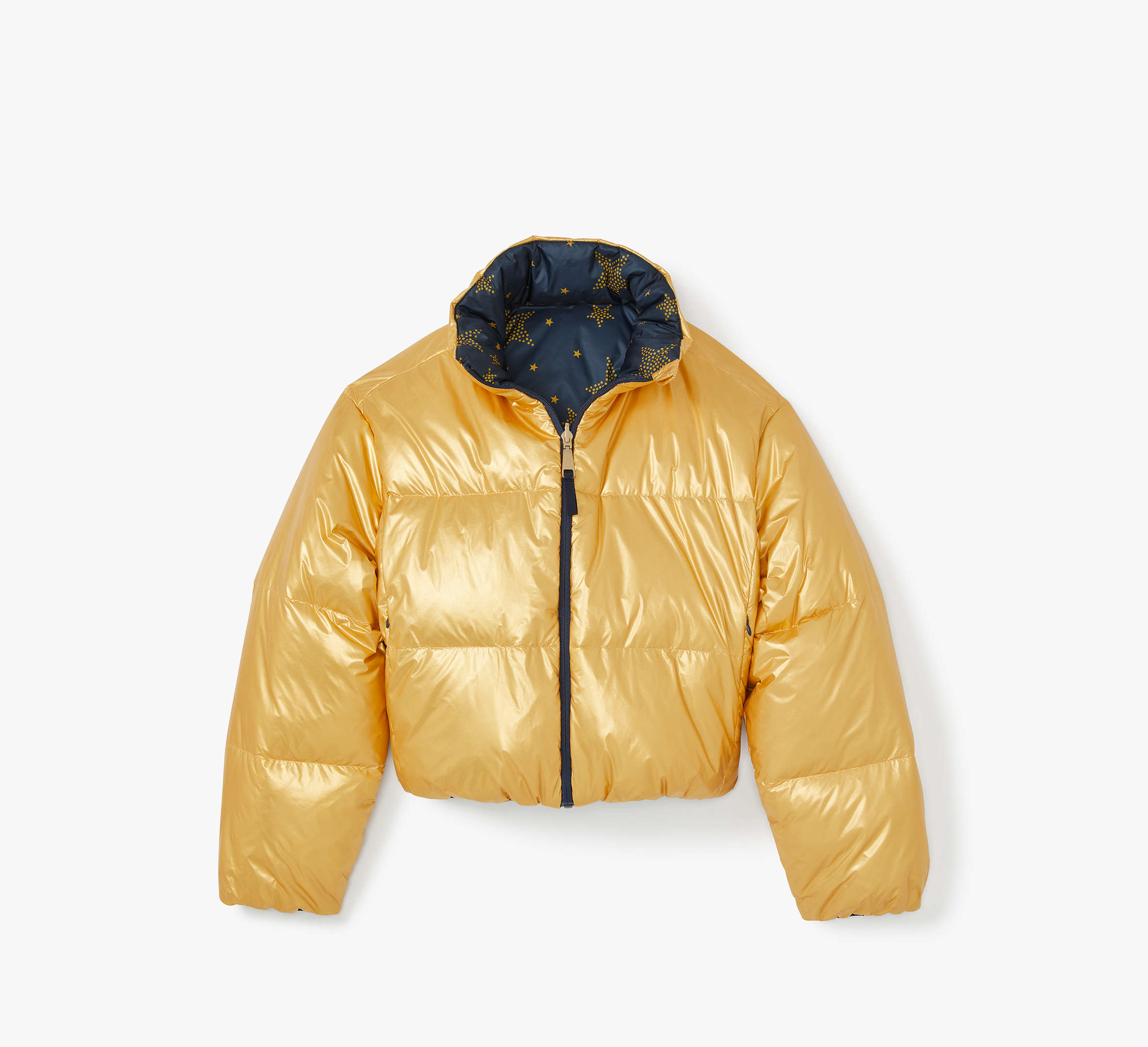 Shop Kate Spade Reversible Puffer Jacket In Blazer Blue/gold