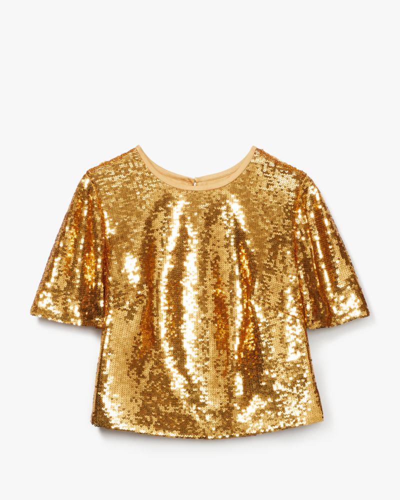 Shop Kate Spade Sequin Top In New Gold Luxor