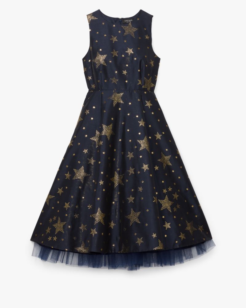 Shop Kate Spade Starlight Brocade Dress In Blazer Blue/gold
