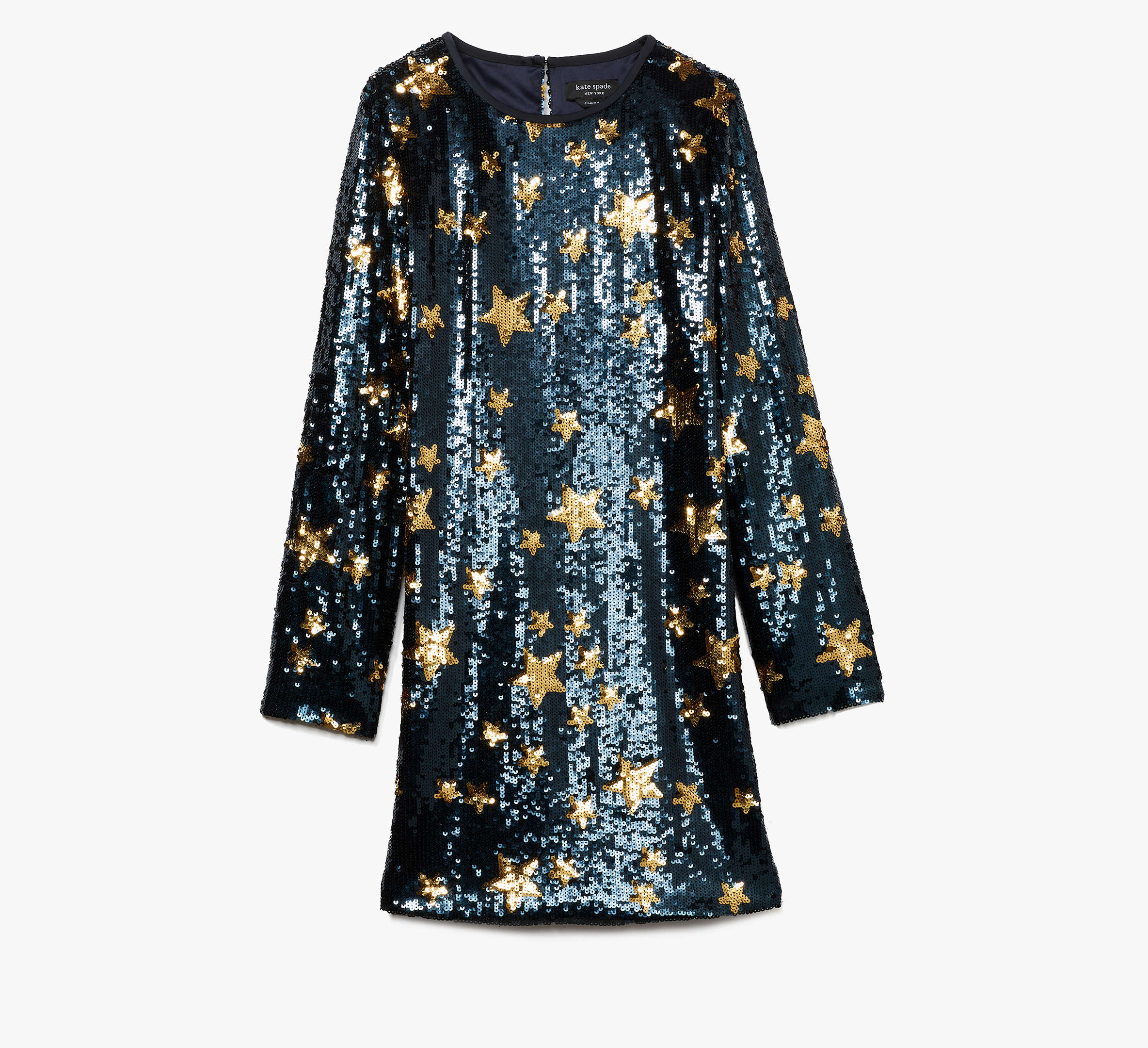 Shop Kate Spade Starlight Sequin Shift Dress In Blazer Blue/gold