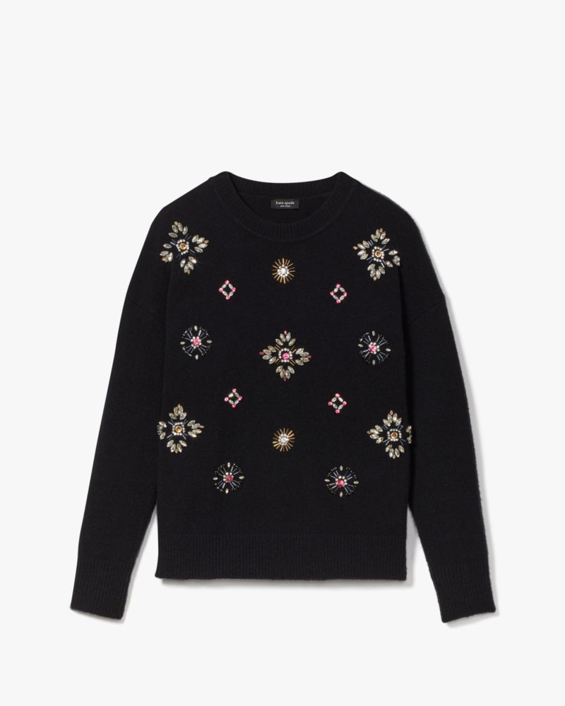 Shop Kate Spade Rhinestone Embellished Sweater In Black