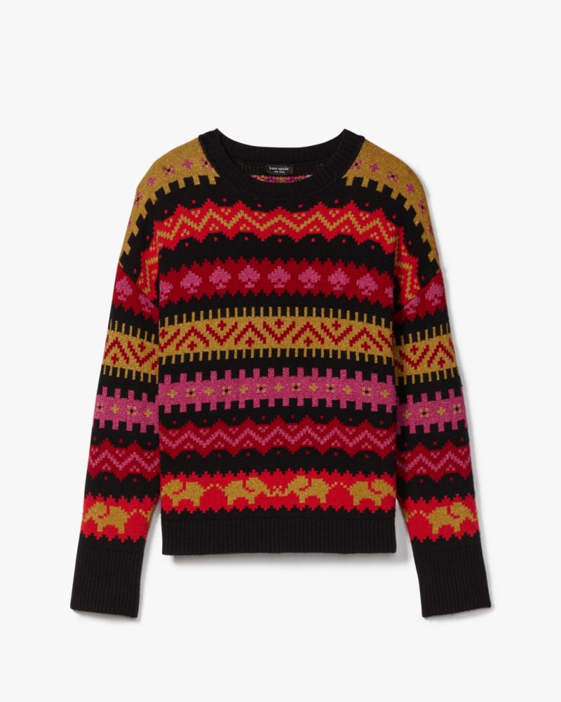 Shop Kate Spade Carnival Fair Isle Sweater In Engine Red
