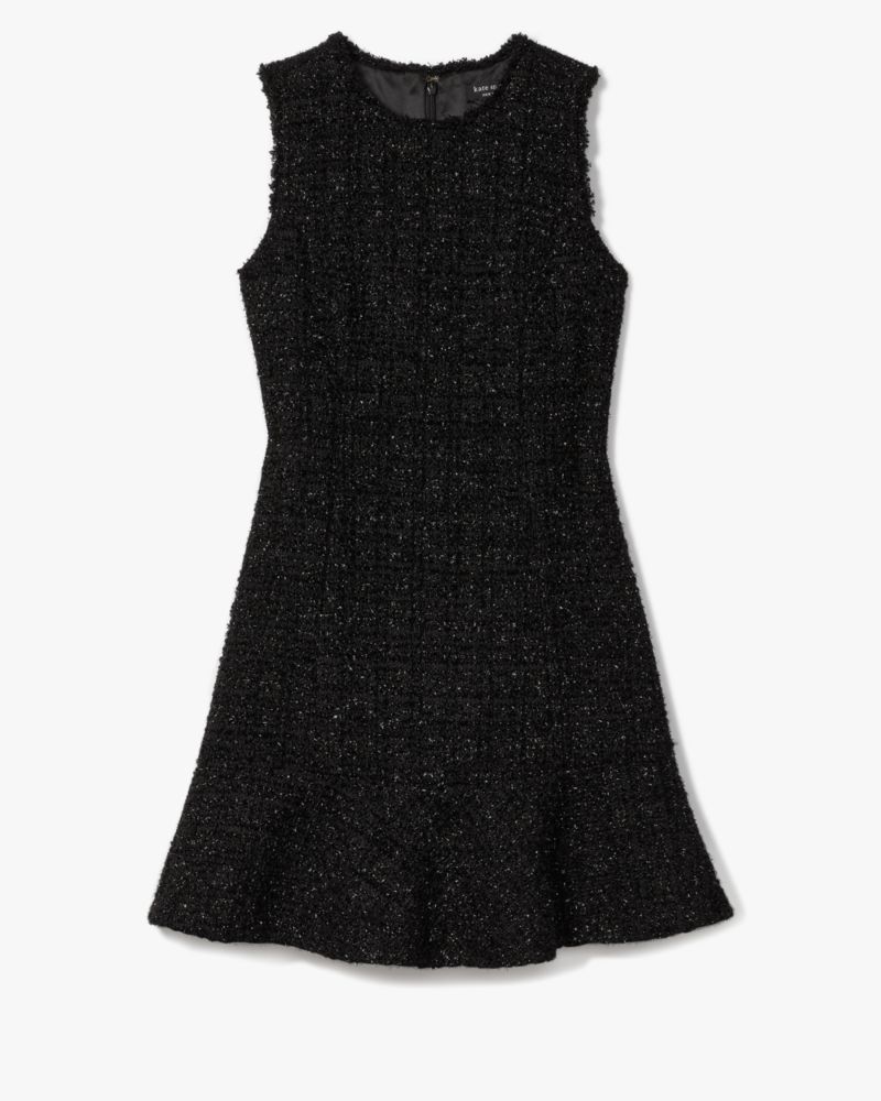 Shop Kate Spade Flounce Tweed Dress In Black