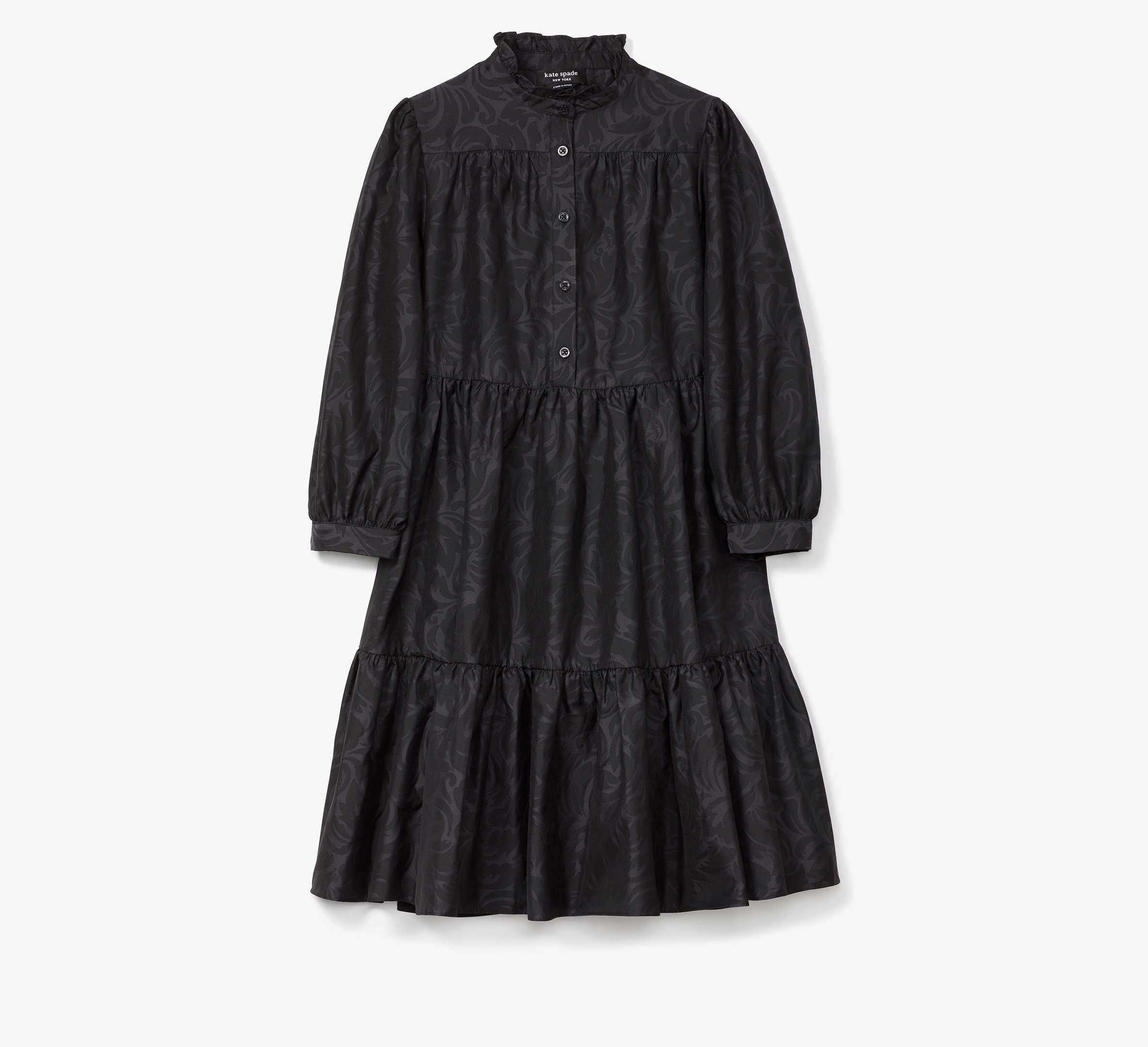 Shop Kate Spade Flourish Swirl Taffeta Dress In Black Tonal