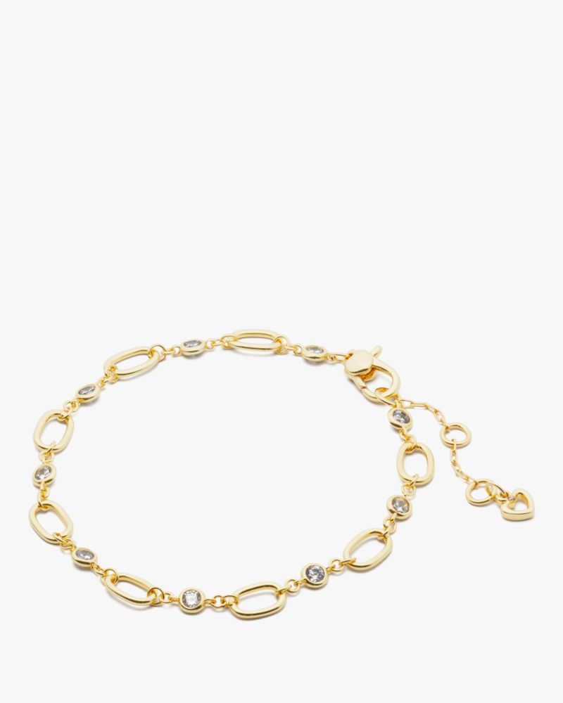 Kate Spade One In A Million Chain & Crystal Line Bracelet In Gold