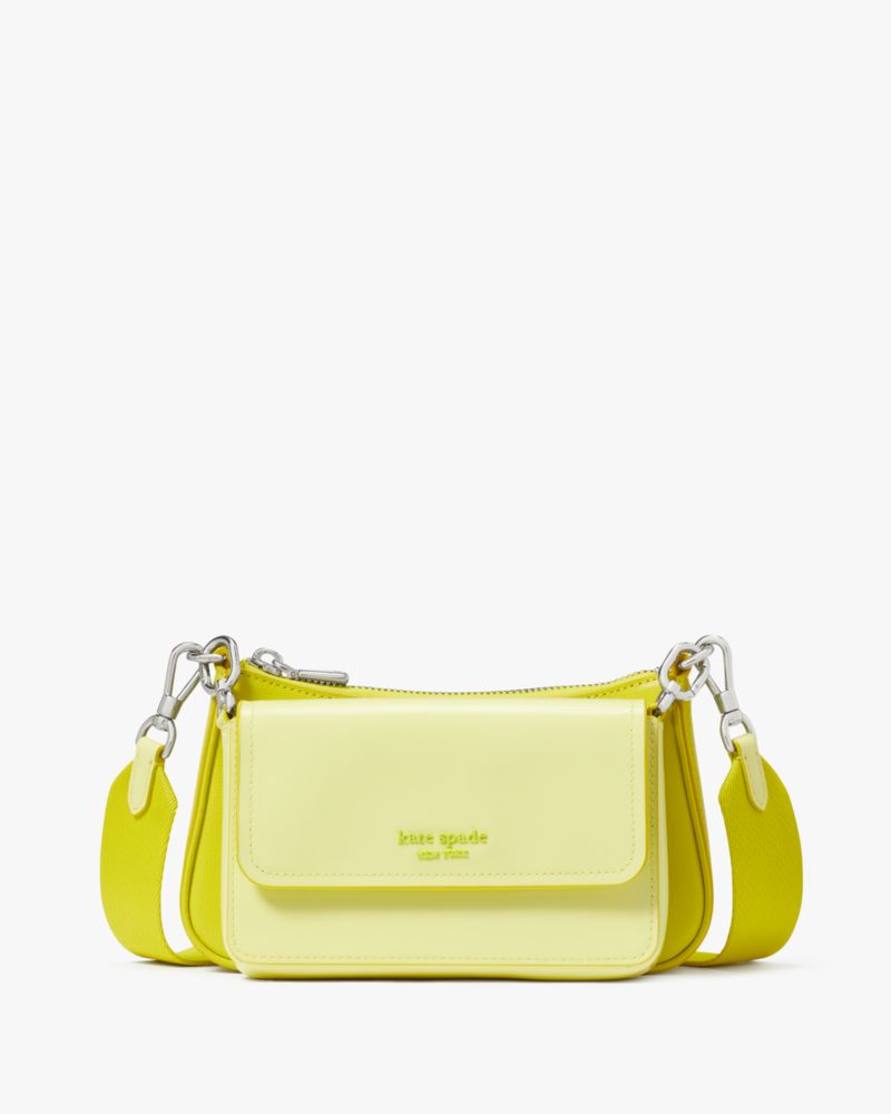 Shop Kate Spade Double Up Patent Leather Crossbody In Wasabi