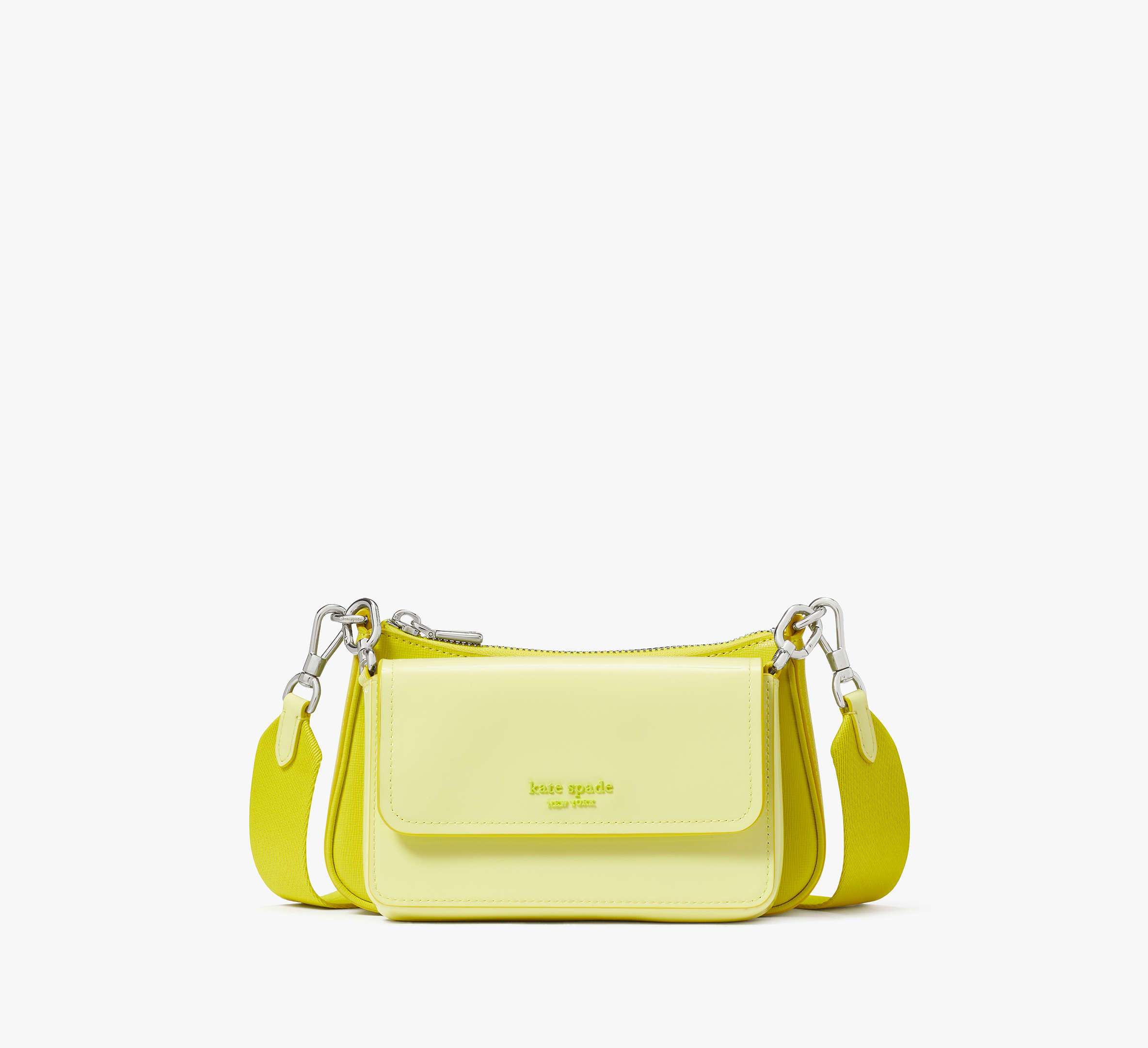 Kate Spade Double Up Patent Leather Crossbody In Yellow