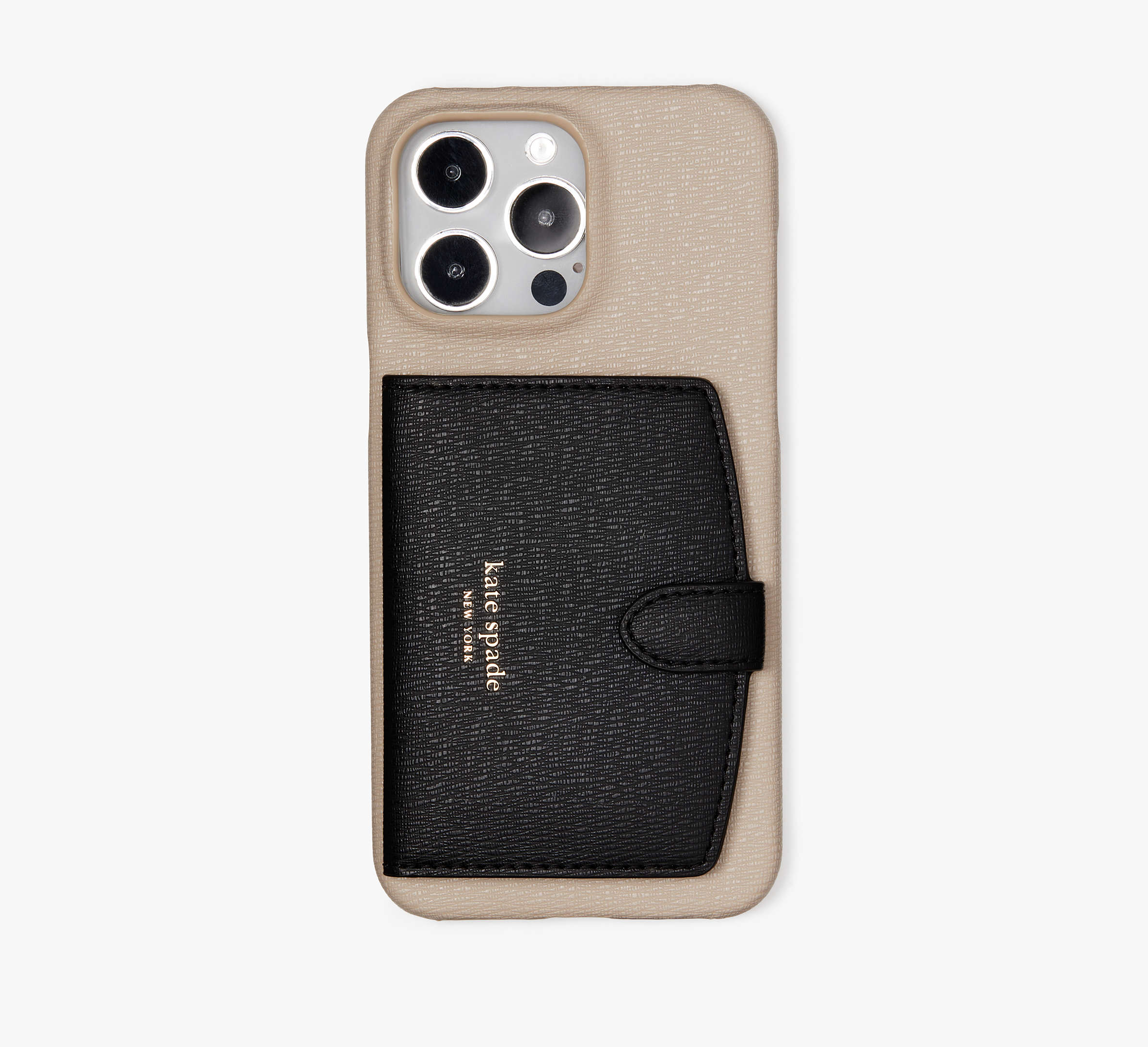 Kate Spade Morgan Colorblocked Iphone 15 Pro Max Cardholder Case In Earthenware Black
