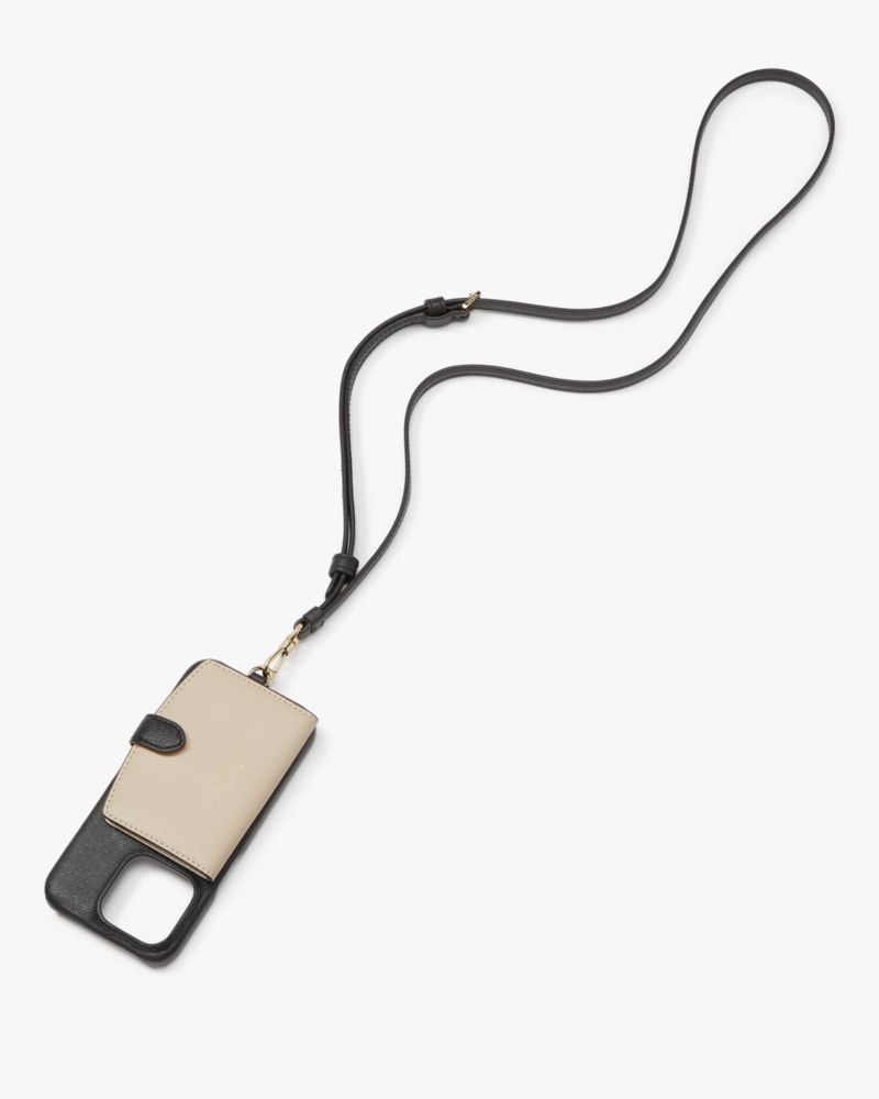 Kate Spade Morgan Colorblocked Iphone 15 Pro Cardholder Crossbody In Black