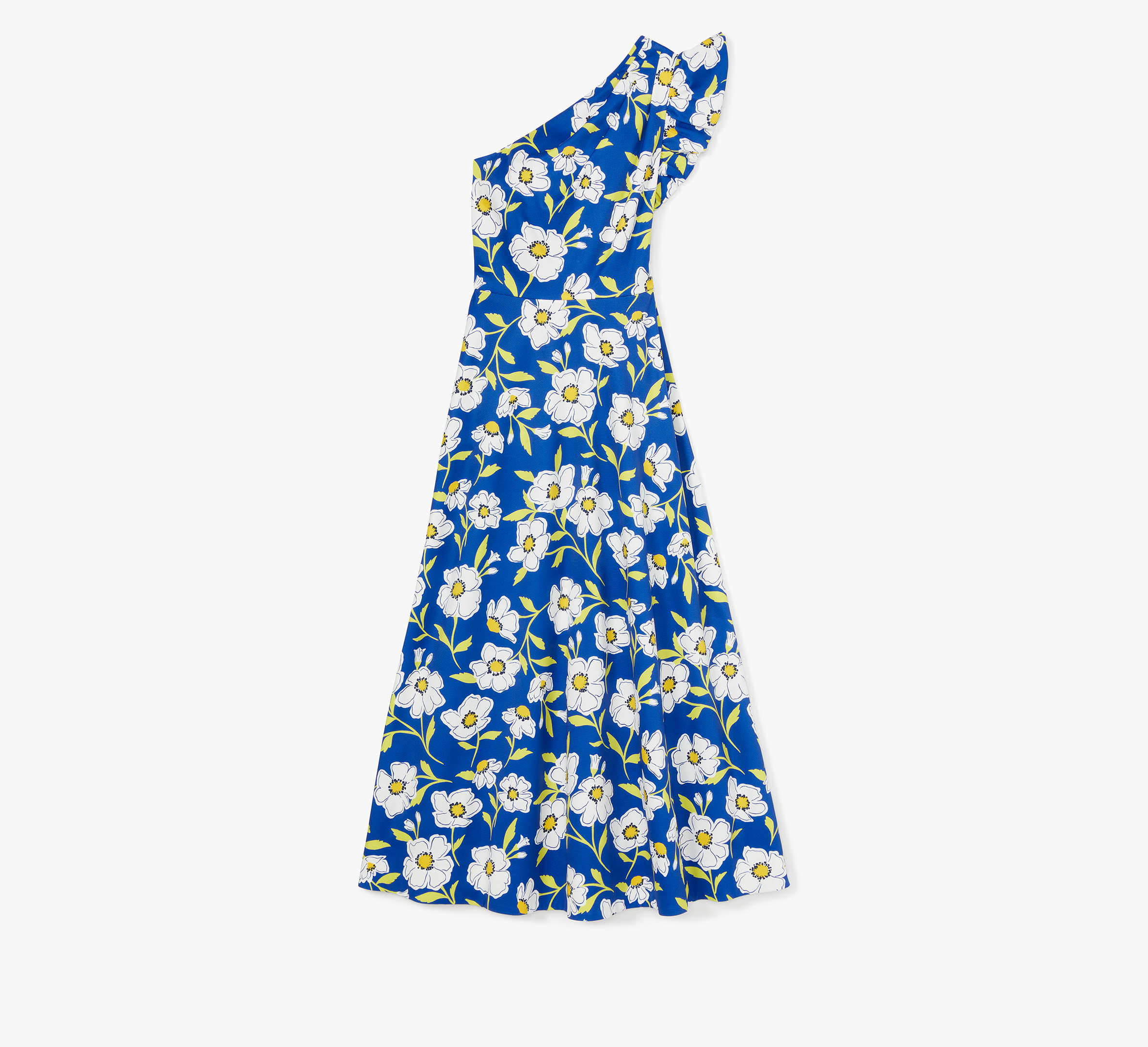 Shop Kate Spade Sunshine Floral One-shoulder Dress In Wild Blue Iris