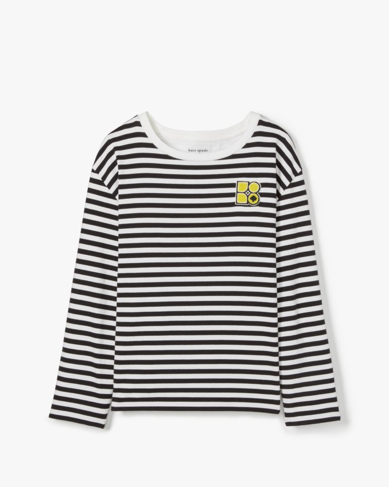 Shop Kate Spade Noel Stripe T-shirt In Black/fresh White