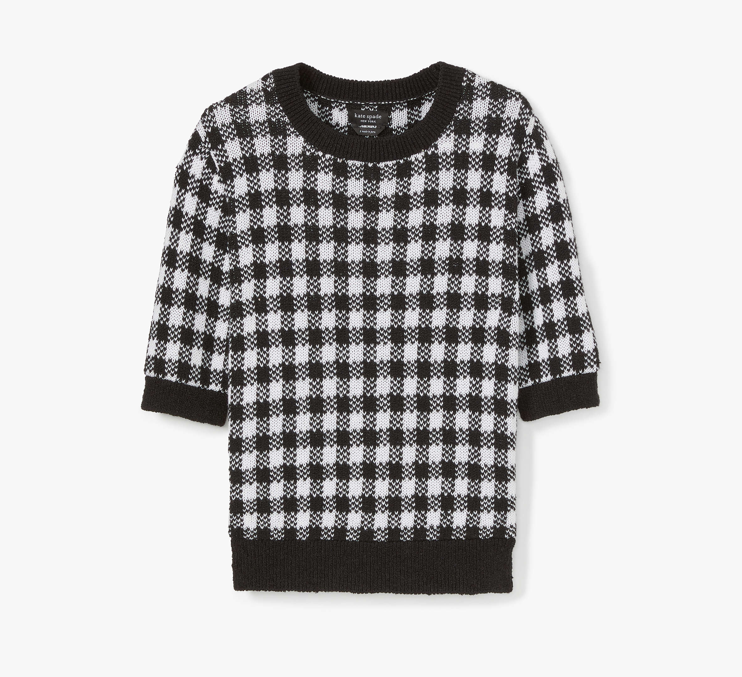 Kate Spade Texture Gingham Sweater In Black