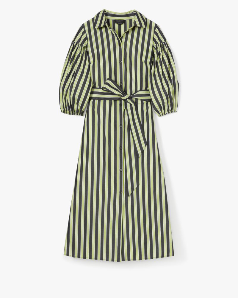 Shop Kate Spade Springtime Stripe Shirtdress In Wasabi/black/verte