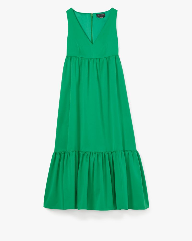 Shop Kate Spade Faille V-neck Midi Dress In Vert De Terre