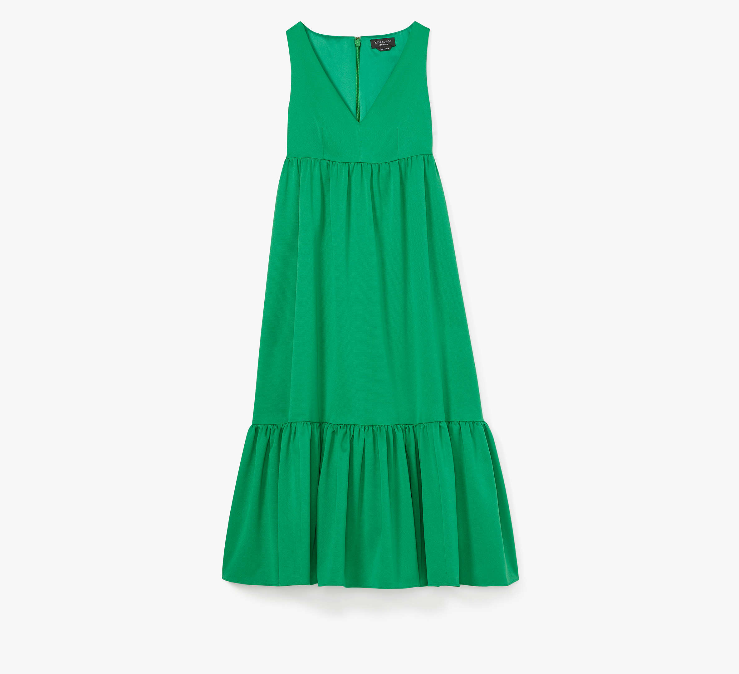 Shop Kate Spade Faille V-neck Midi Dress In Vert De Terre