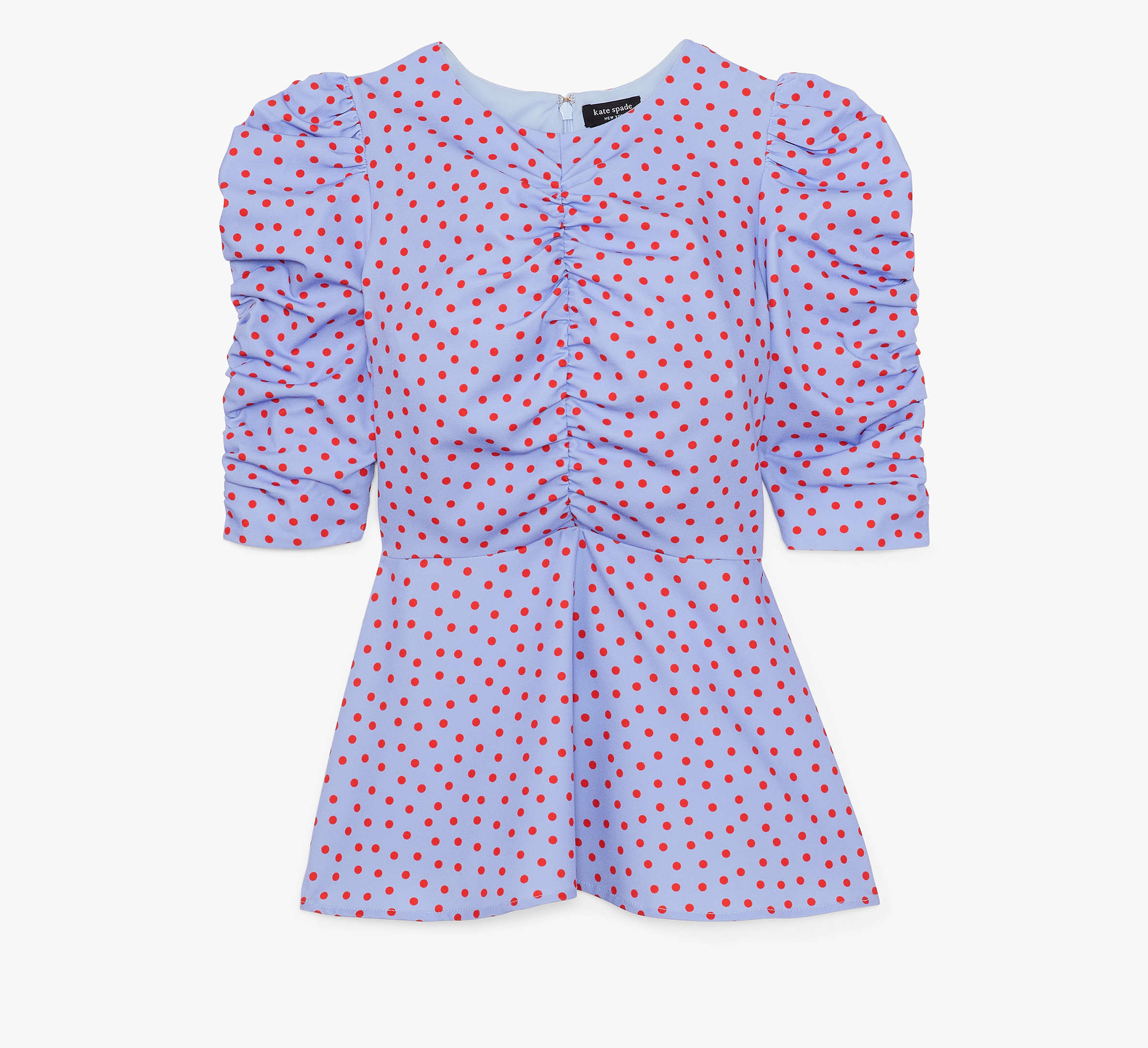 Shop Kate Spade Spring Time Dot Ruched Top In Cosmic Zen