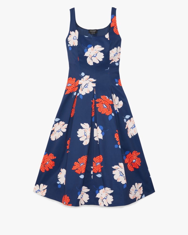 Shop Kate Spade Dotty Floral Faille Dress In French Navy