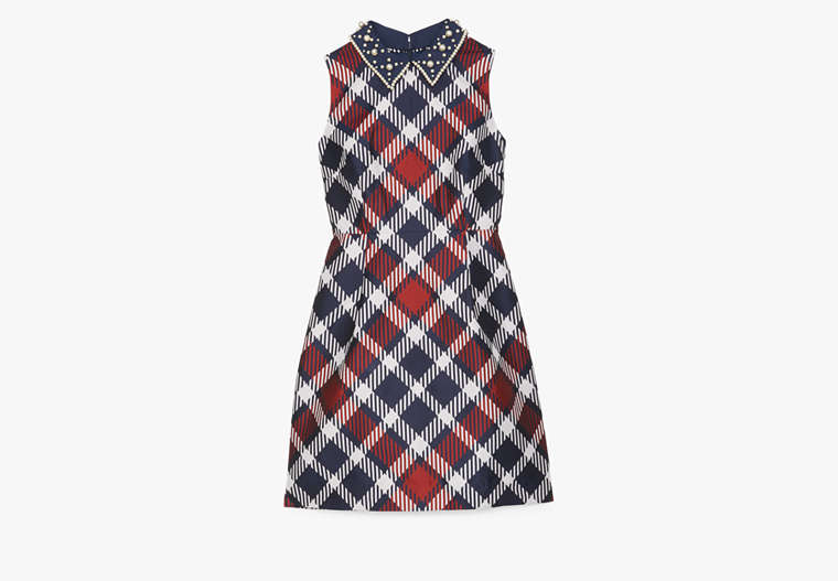 Shop Kate Spade Jumbo Plaid Dress In French Navy