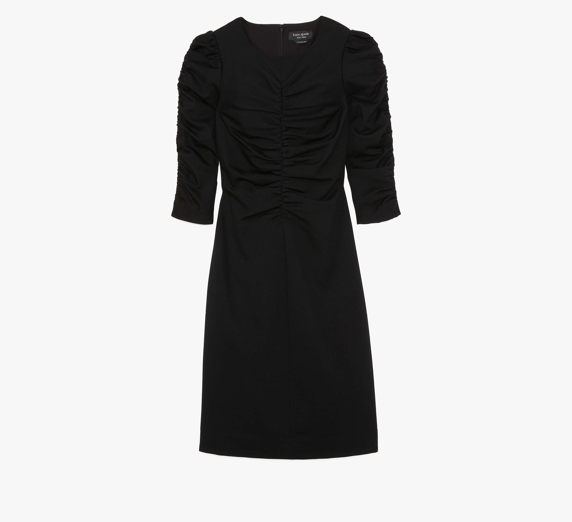 Shop Kate Spade Ruched Ponte Dress In Black
