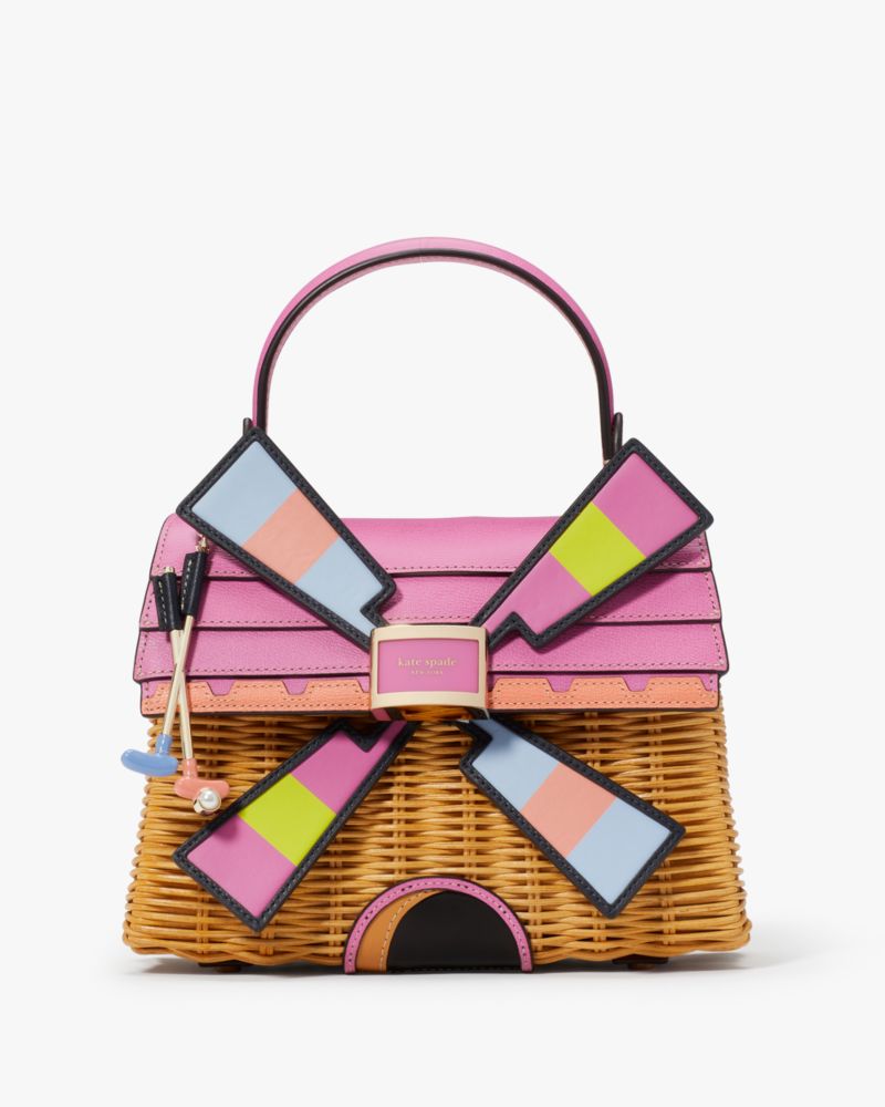 Kate Spade Tee Time Wicker 3d Windmill Top-handle Bag In Pink