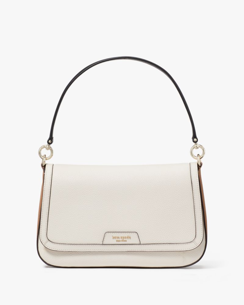 Kate Spade Hudson Colorblocked Flap Shoulder Bag In Parchment