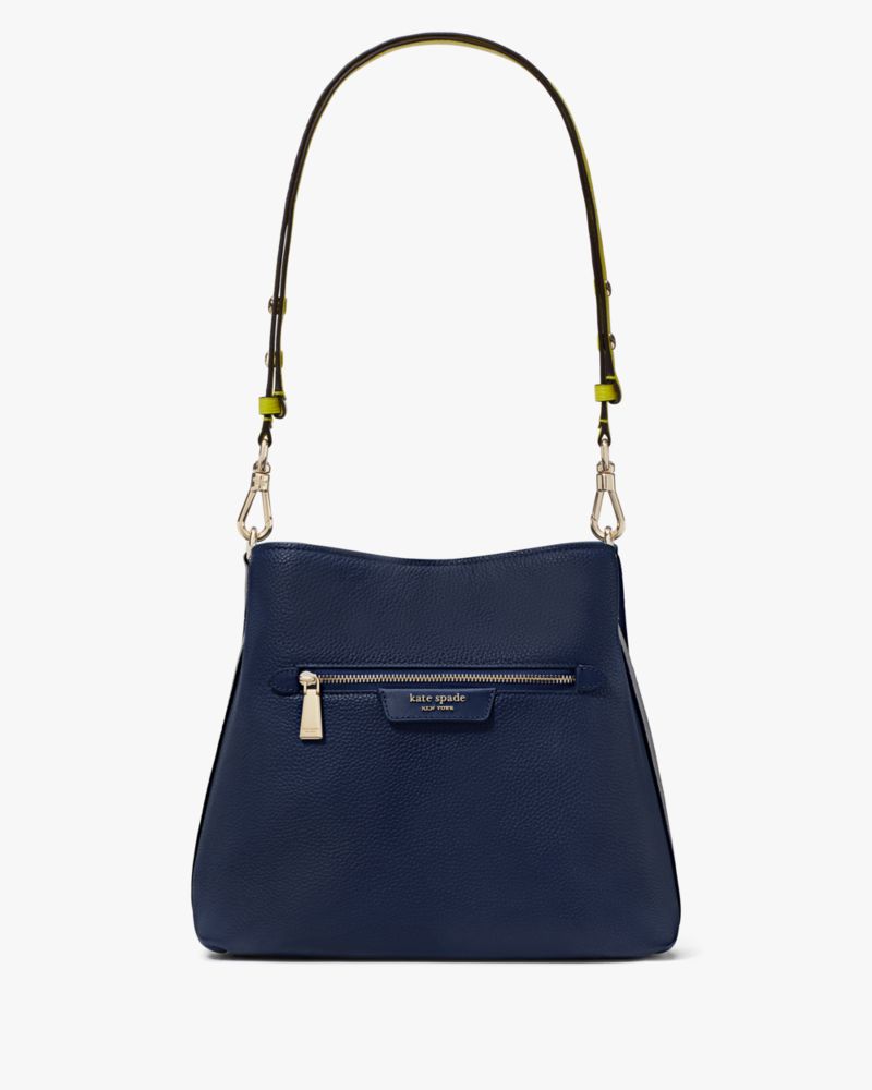 Shop Kate Spade Hudson Colorblocked Pebbled Leather Shoulder Bag In Outerspace