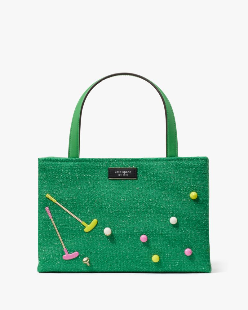 Shop Kate Spade Sam Icon Astroturf Fabric Small Tote In Candy Grass
