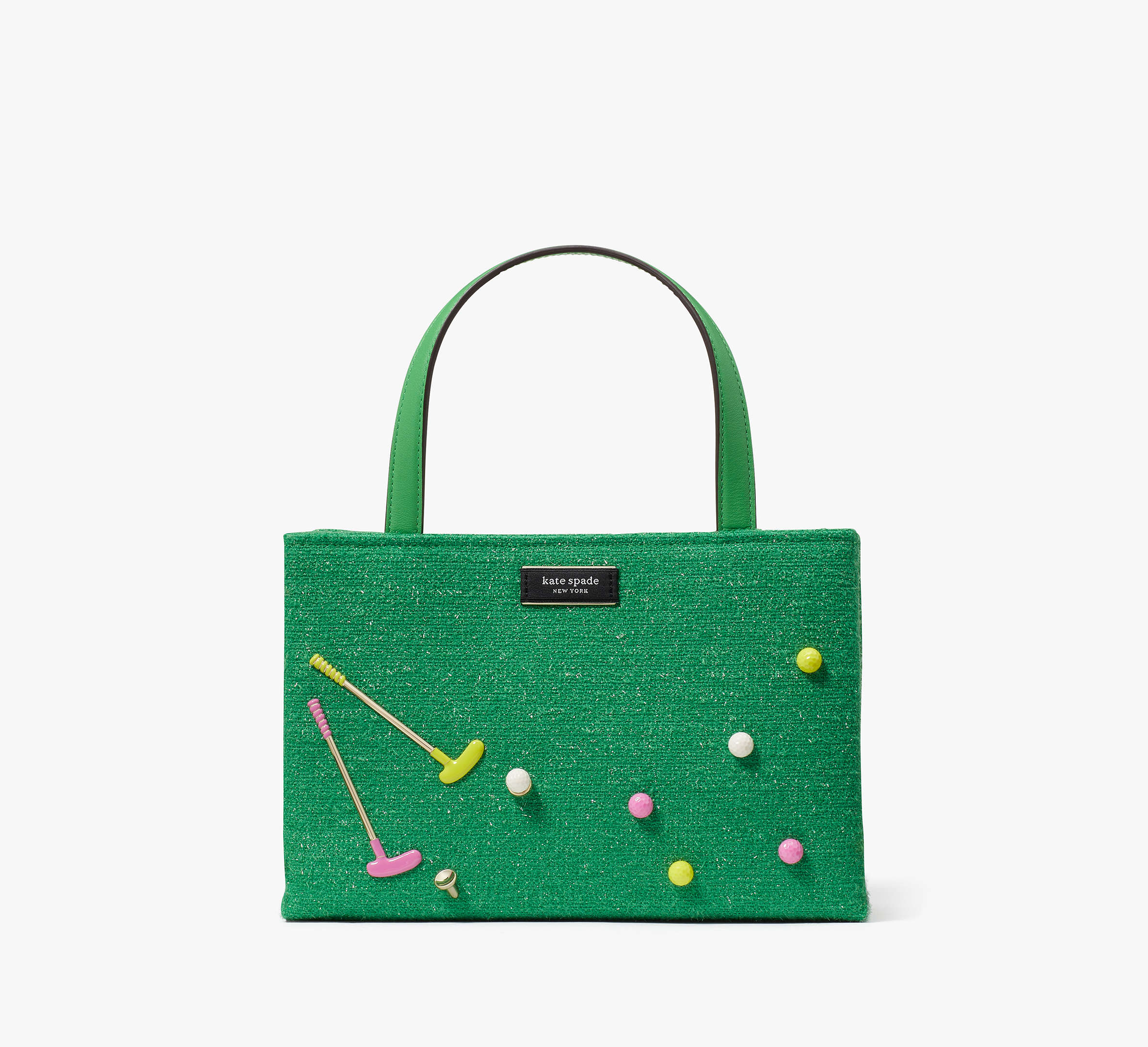 Kate Spade Sam Icon Astroturf Fabric Small Tote In Green