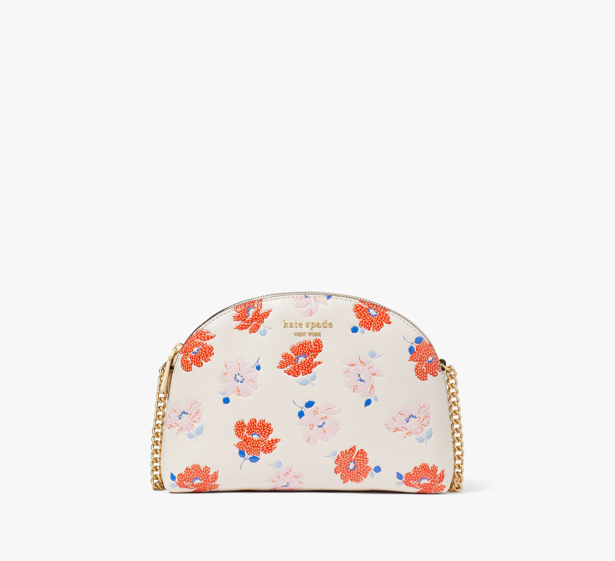 Kate Spade Morgan Dotty Floral Embossed Double-zip Dome Crossbody In White