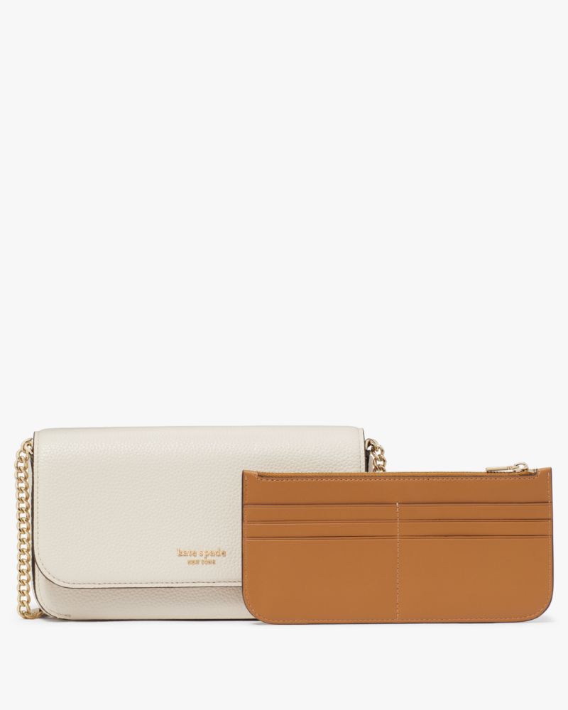 Shop Kate Spade Ava Flap Chain Wallet In Parchment