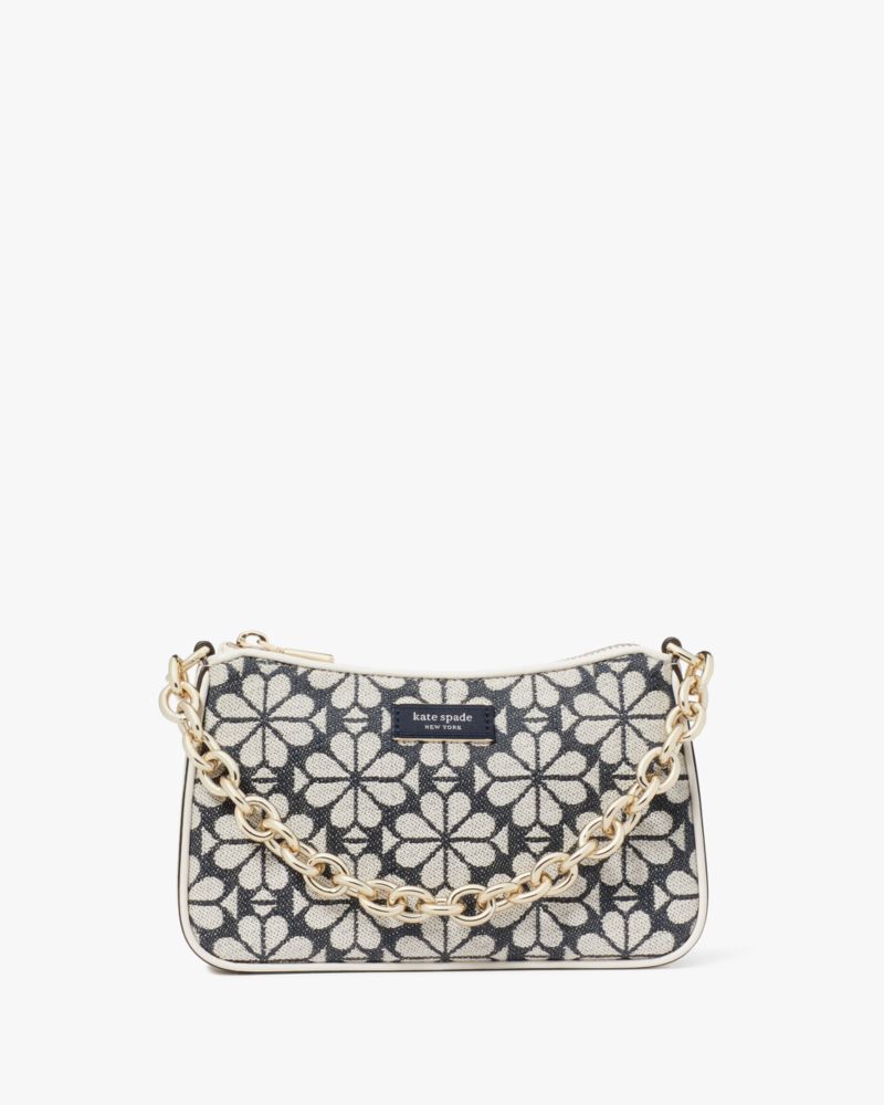 Shop Kate Spade Jolie Spade Flower Jacquard Small Convertible Crossbody In Charcoal Grey