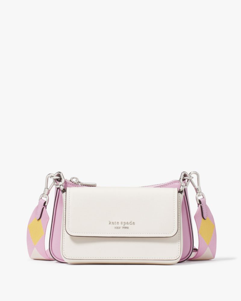 Shop Kate Spade Double Up Colorblocked Crossbody In Parchment