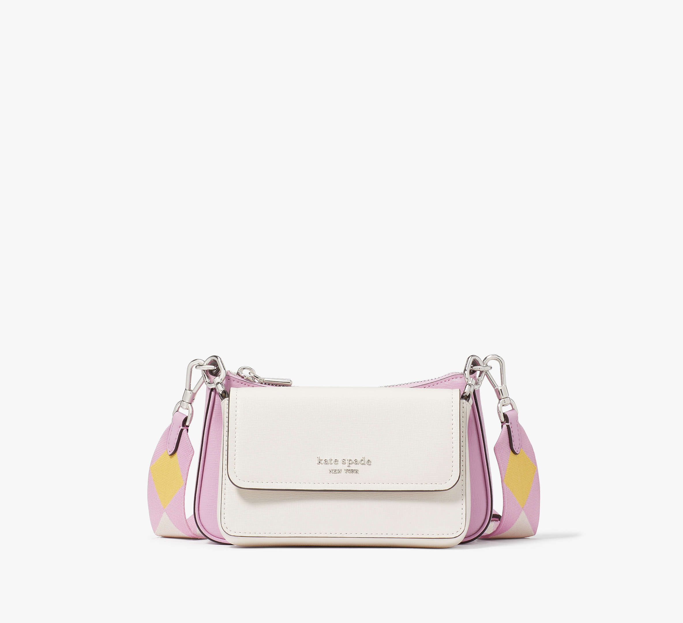Shop Kate Spade Double Up Colorblocked Crossbody In Parchment
