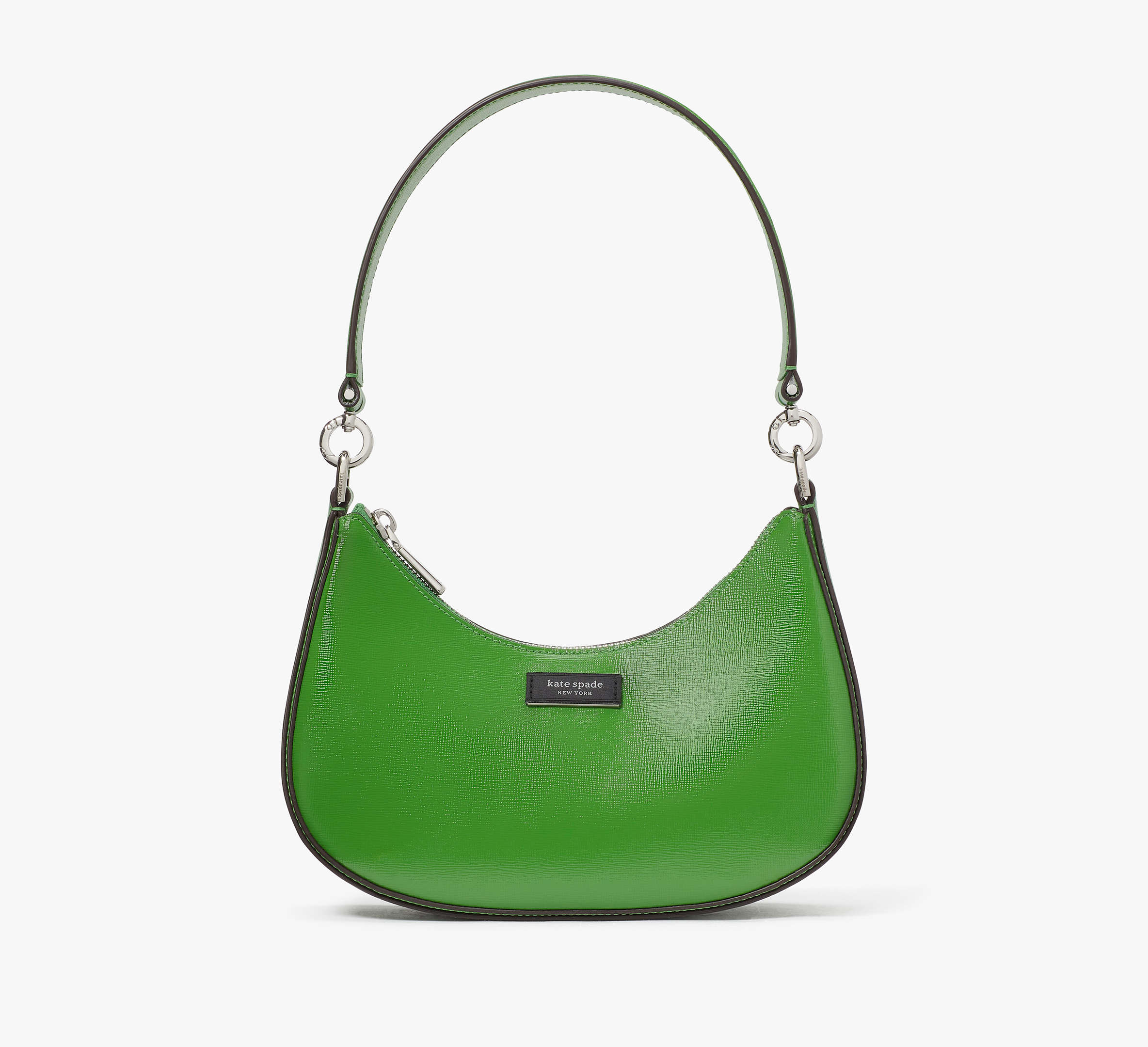 Shop Kate Spade Sam Icon Shiny Saffino Leather Small Convertible Crossbody In Ks Green