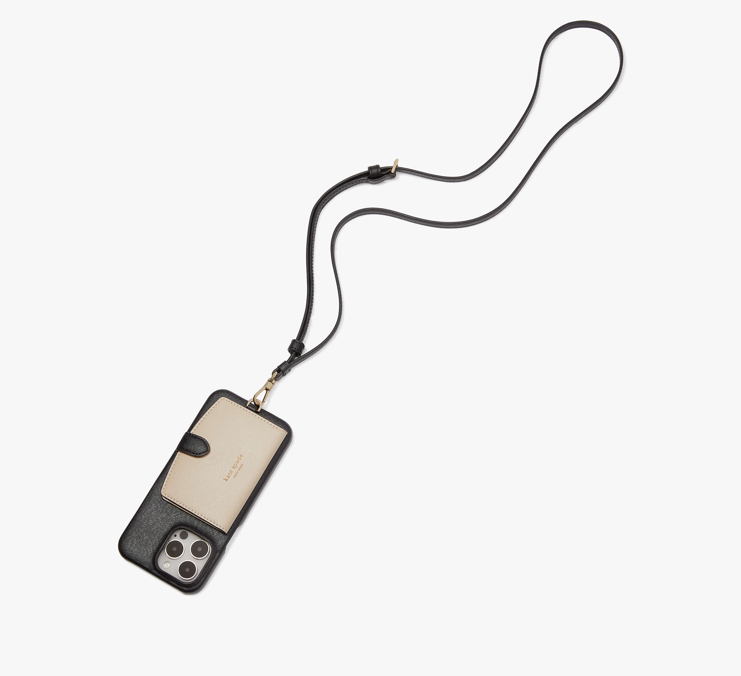 Kate Spade Morgan Colorblocked Iphone 15 Pro Max Cardholder Crossbody In Black