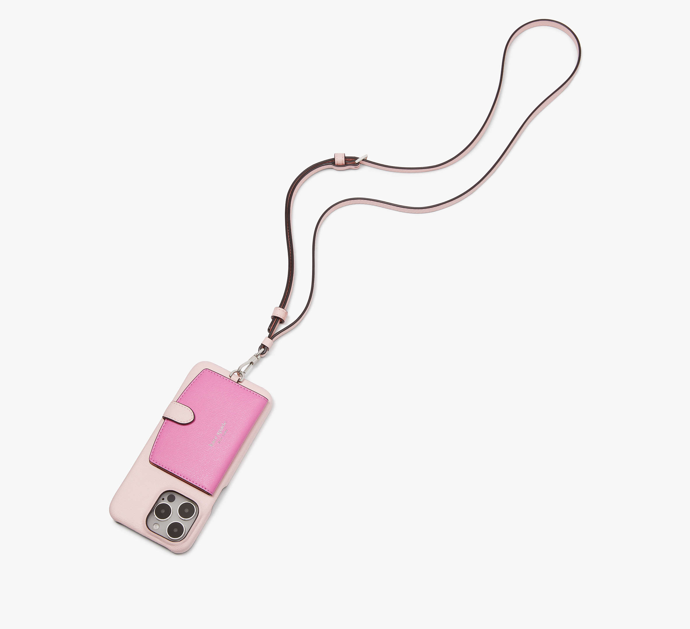 Kate Spade Morgan Colorblocked Iphone 15 Pro Max Cardholder Crossbody In Crepe Pink