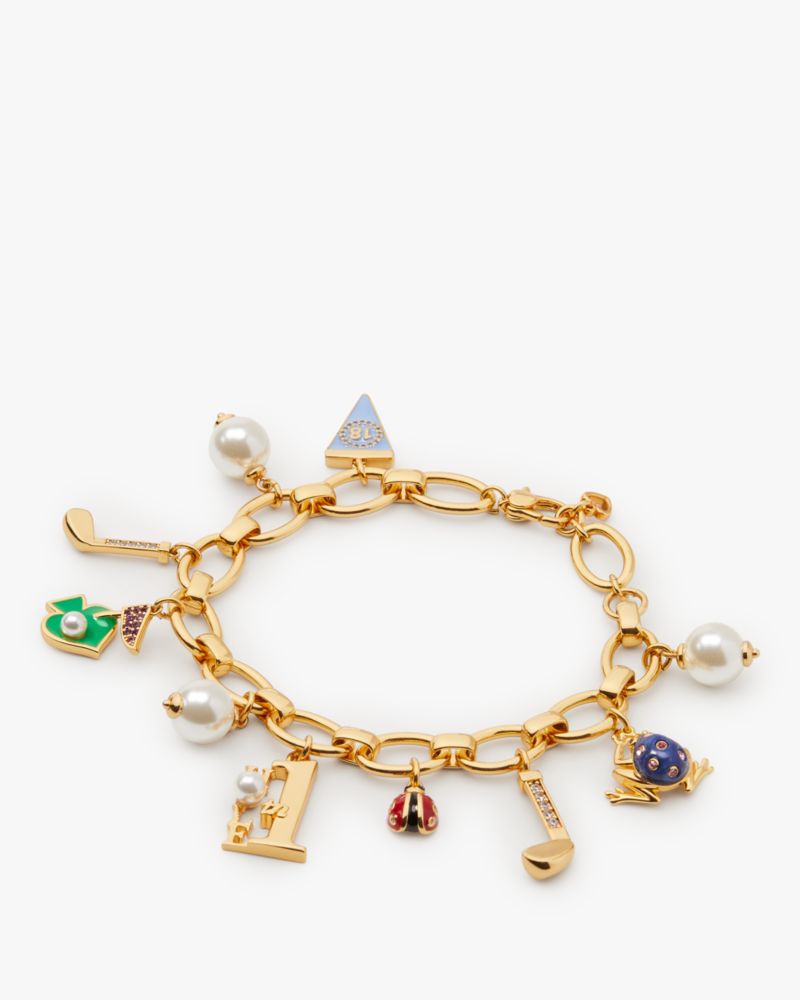 Kate Spade Hole In One Statement Charm Bracelet In Green