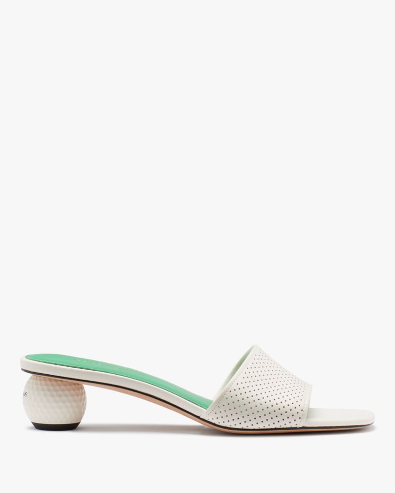 Shop Kate Spade Tee Time Slide Sandals In Cream