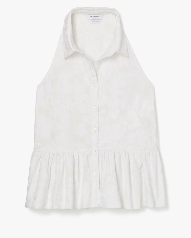 Kate Spade Floral Eyelet Top In White