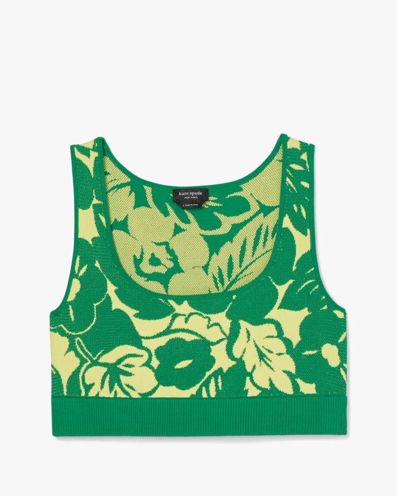Kate Spade Tropical Foliage Knit Top In Green