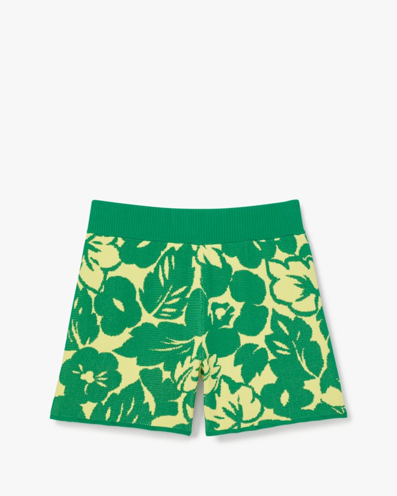 Shop Kate Spade Tropical Foliage Knit Shorts In Sunnyside