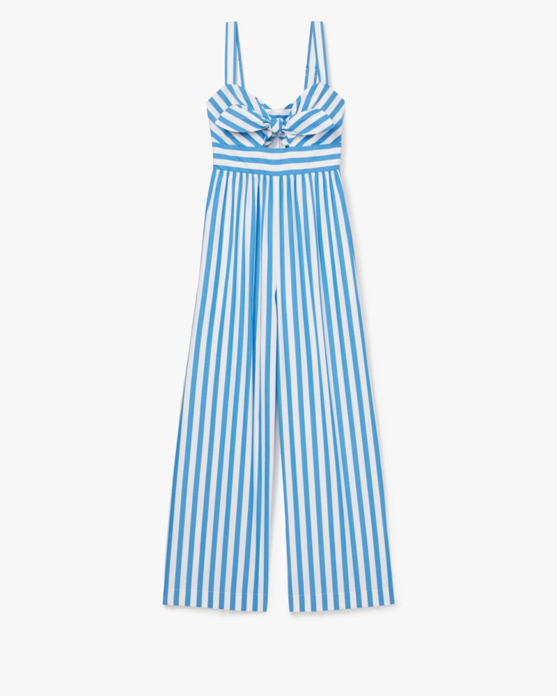 Shop Kate Spade Summer Stripe Jumpsuit In Riverside/fresh White