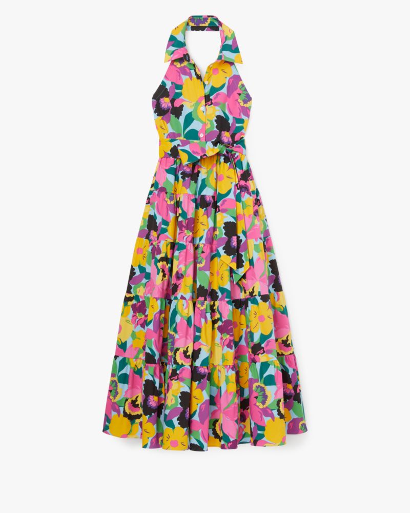 Shop Kate Spade Orchid Bloom Halter Dress In Multi