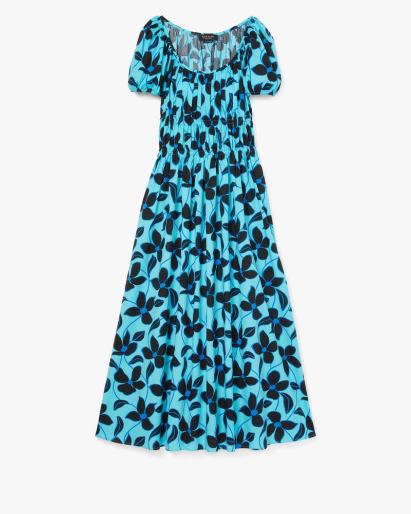 Kate Spade Floral Vines Riviera Dress In Blue